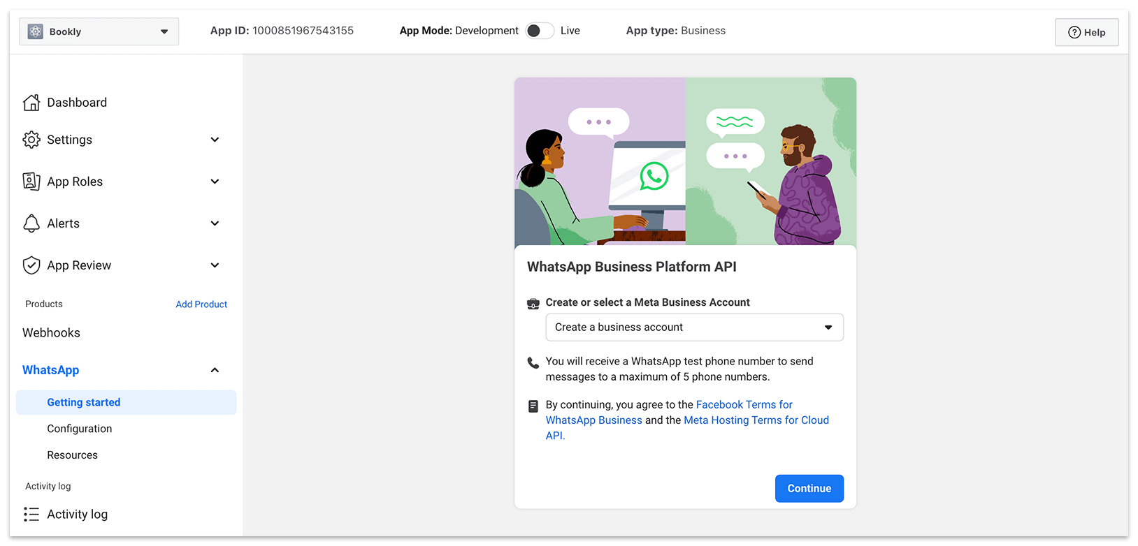 WhatsApp integration settings