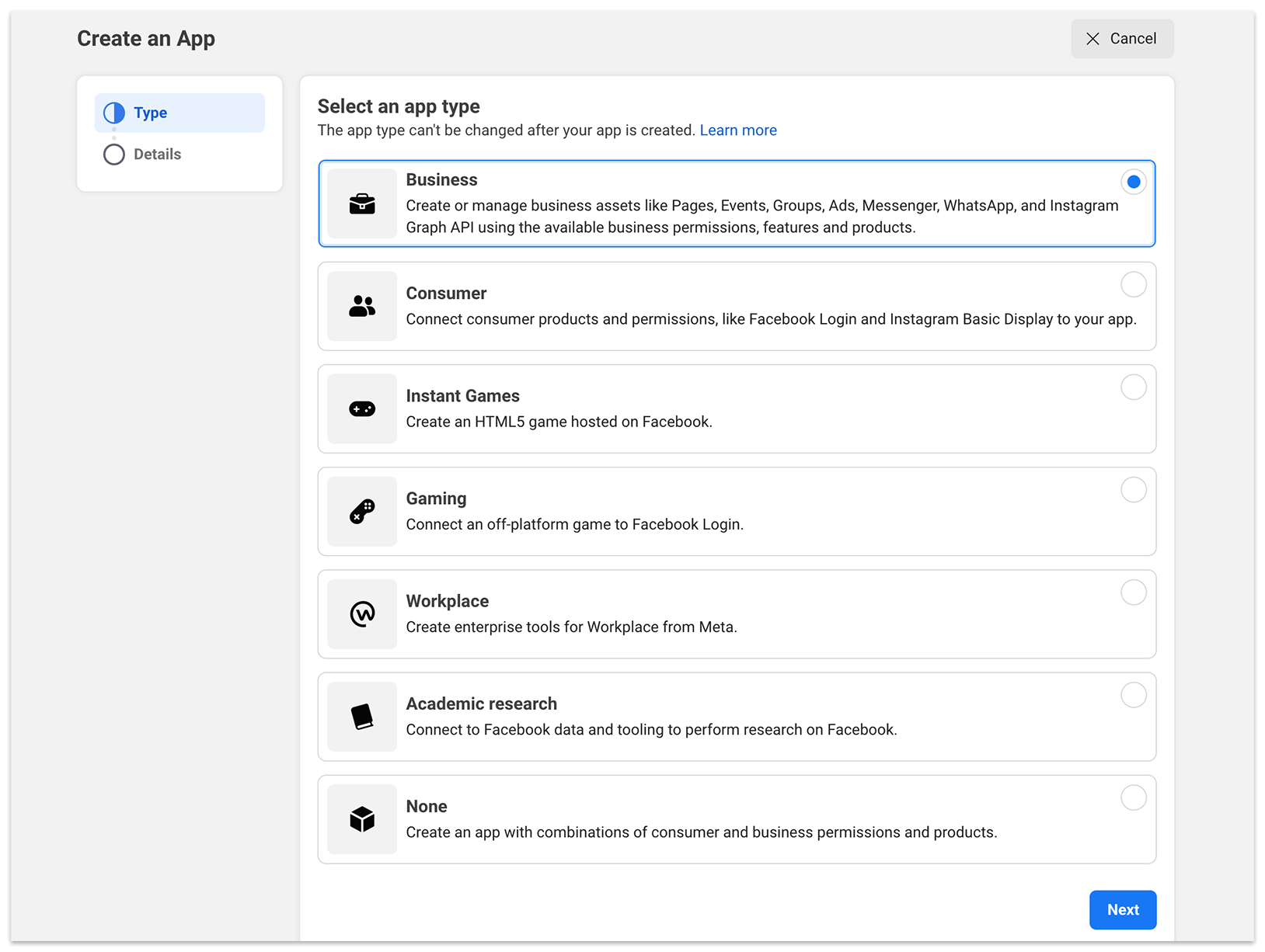 Create an App in Facebook Developer Account