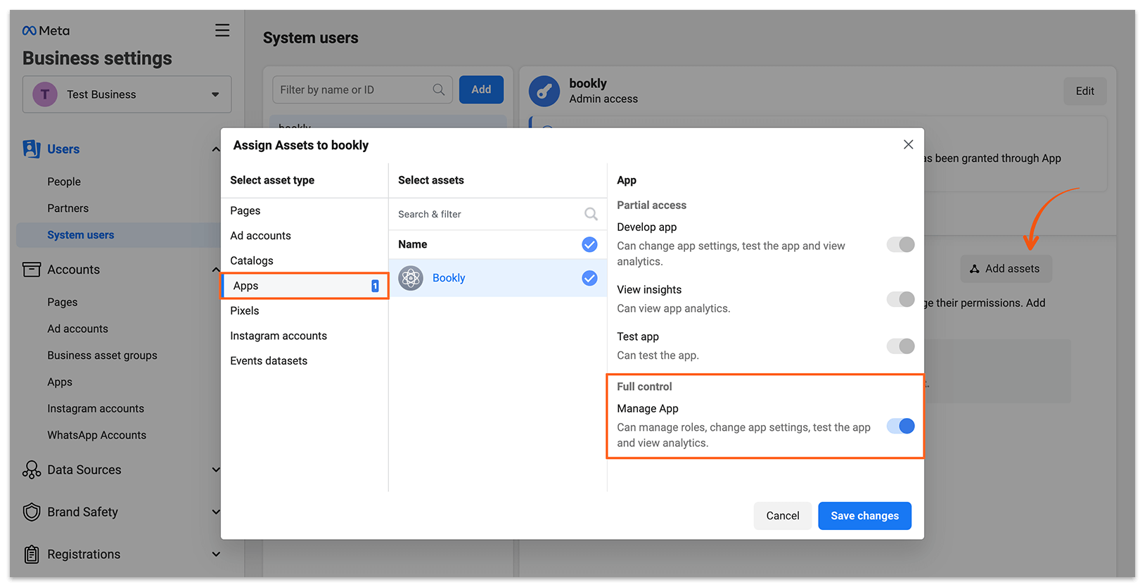 Create Permanent access token in the app settings