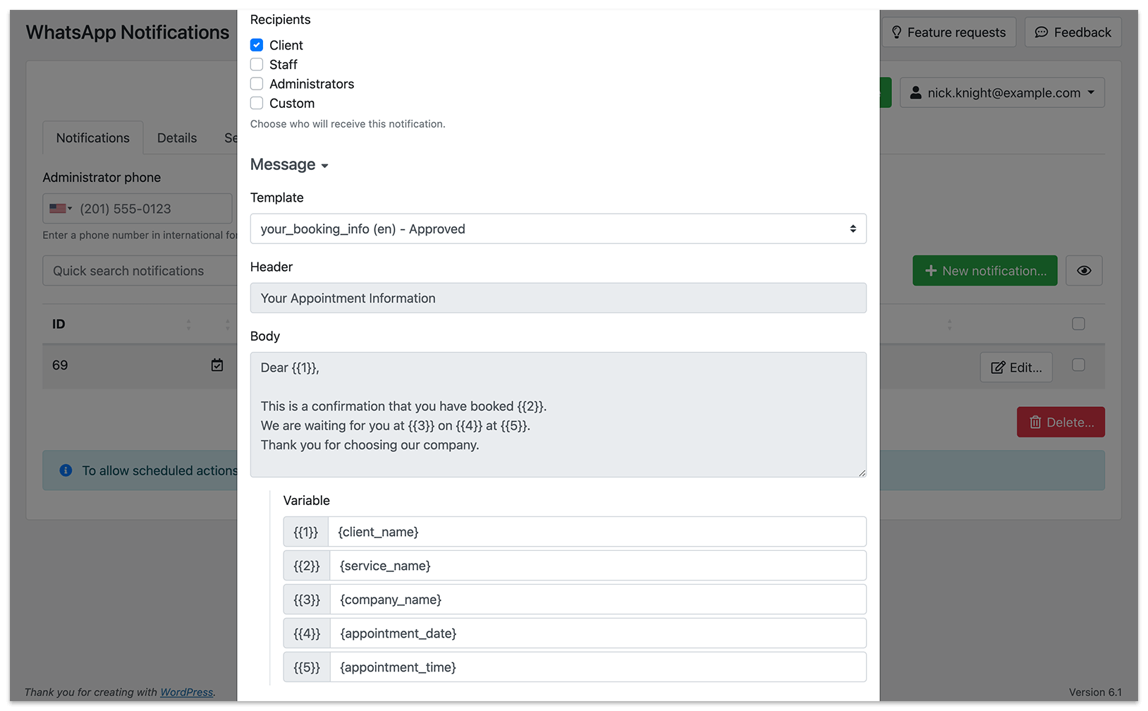 Create WhatsApp message template