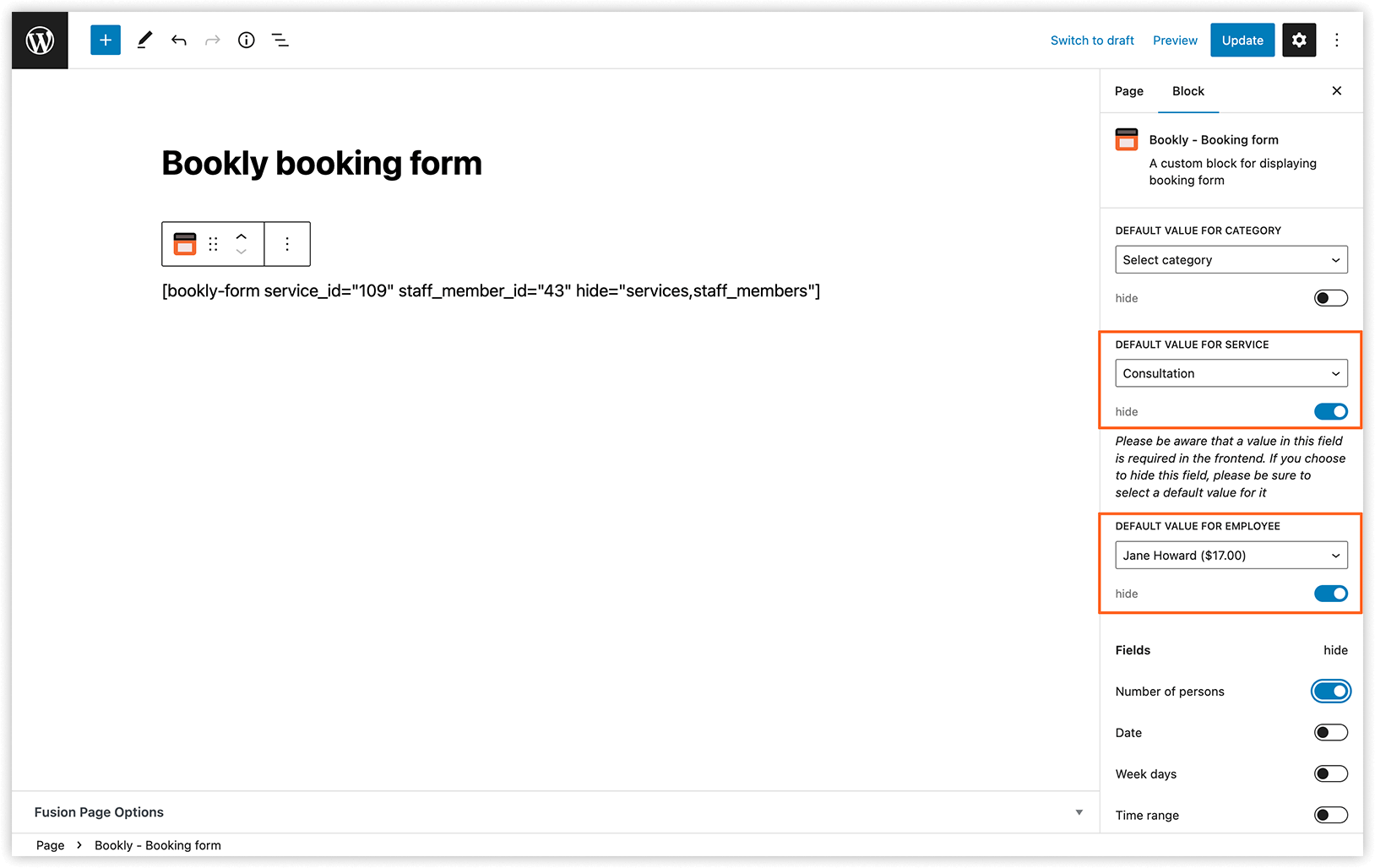 Add Bookly booking form to the webpage – Gutenberg editor