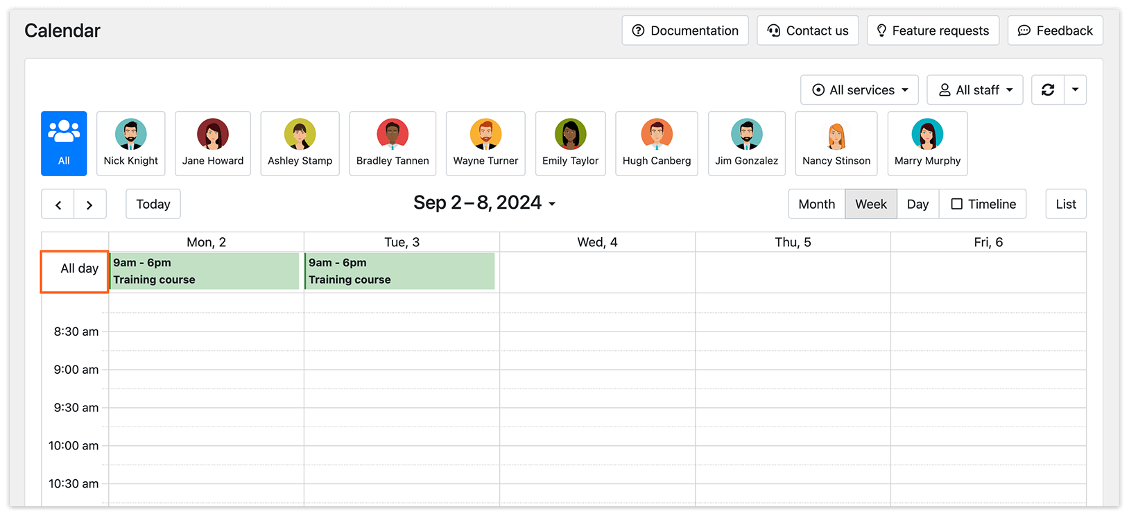 All day bookings in Bookly Calendar