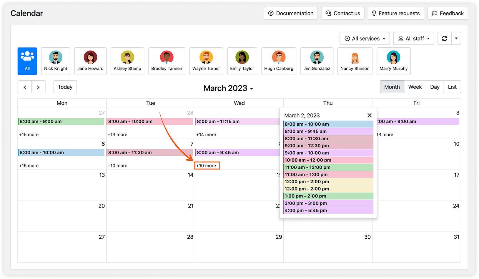 Minimalistic style of the Bookly Calendar in back end
