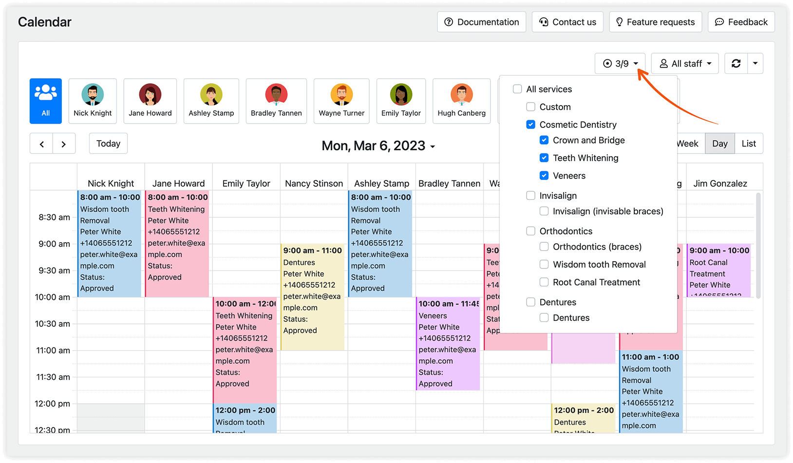 Filter by services in Bookly Calendar