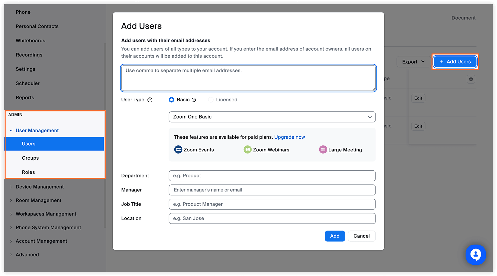 Settings in Zoom