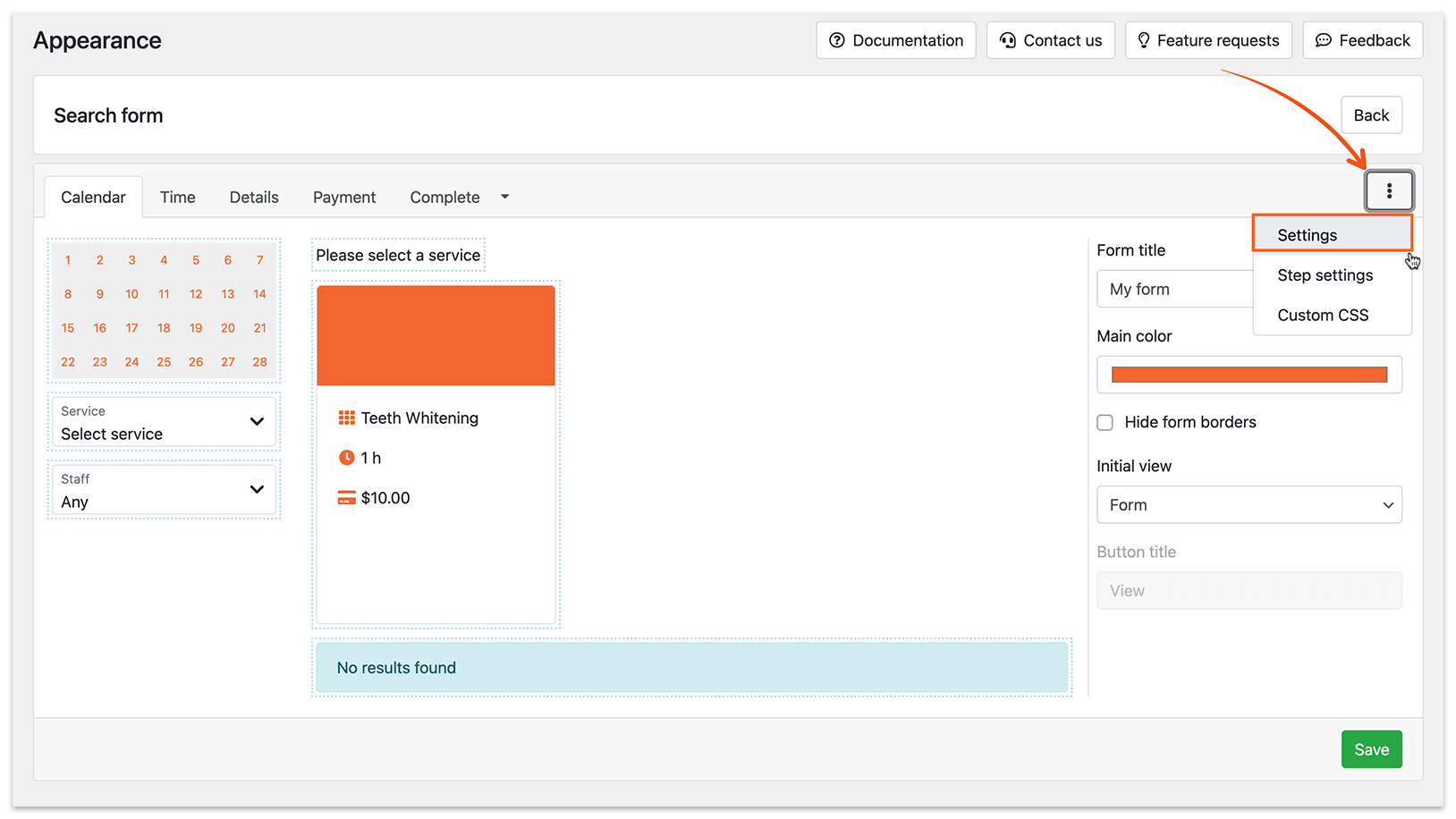 Appearance in Bookly PRO – Search form
