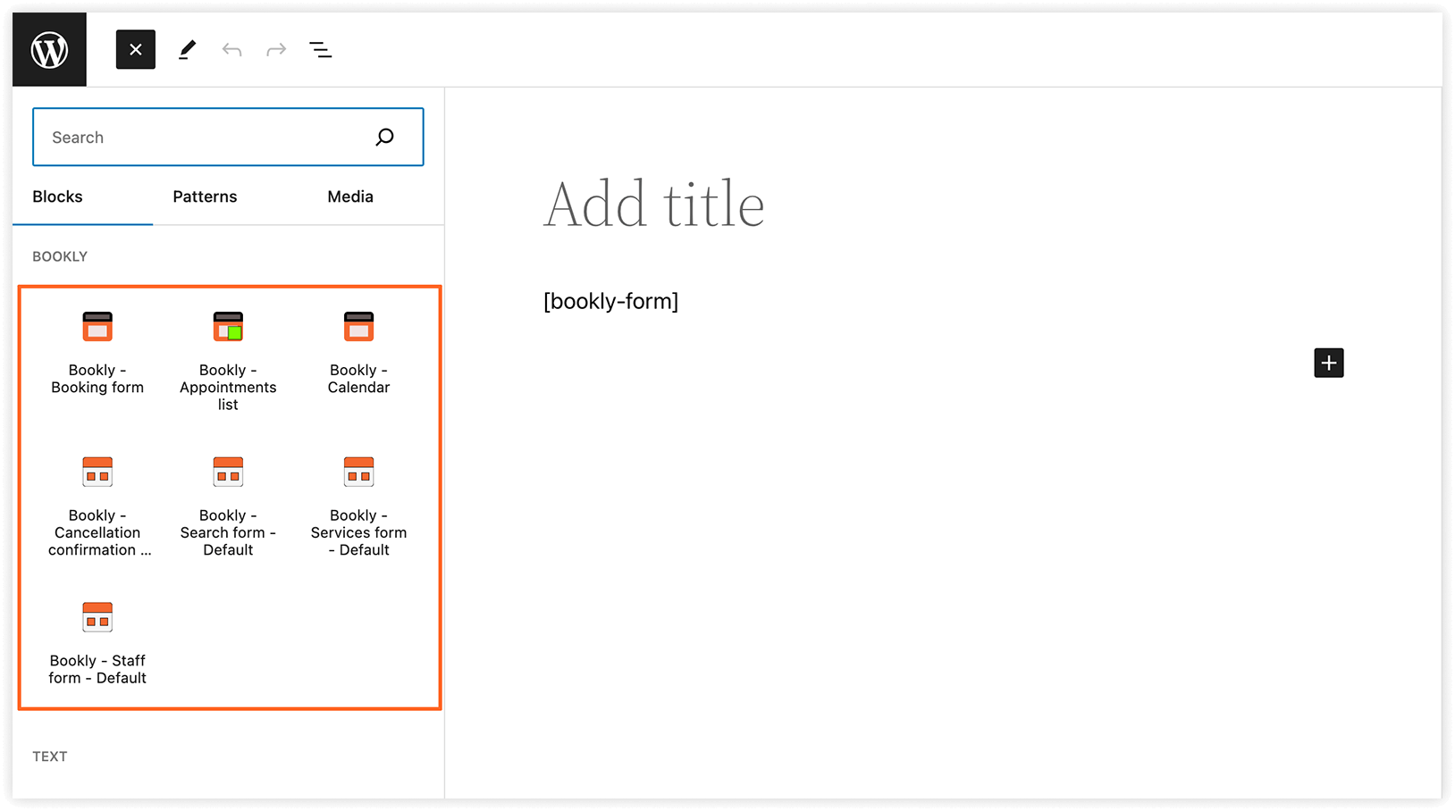 Publish Bookly booking form