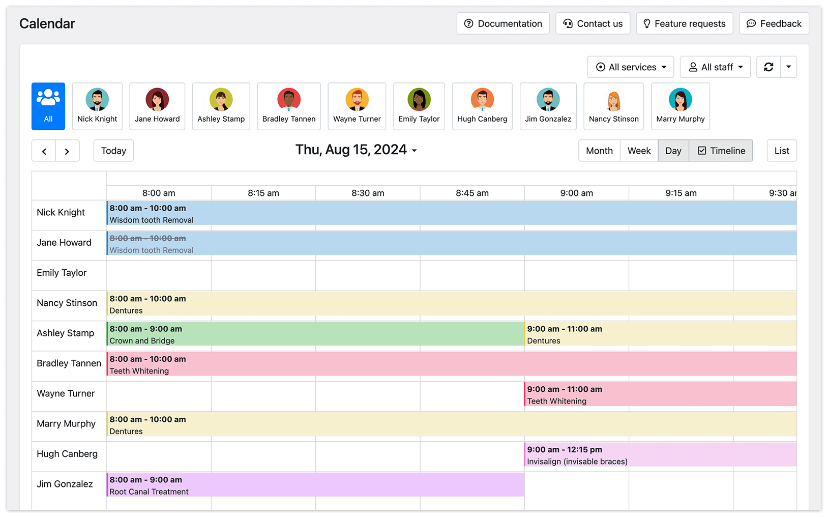 Bookly Calendar – Timeline mode