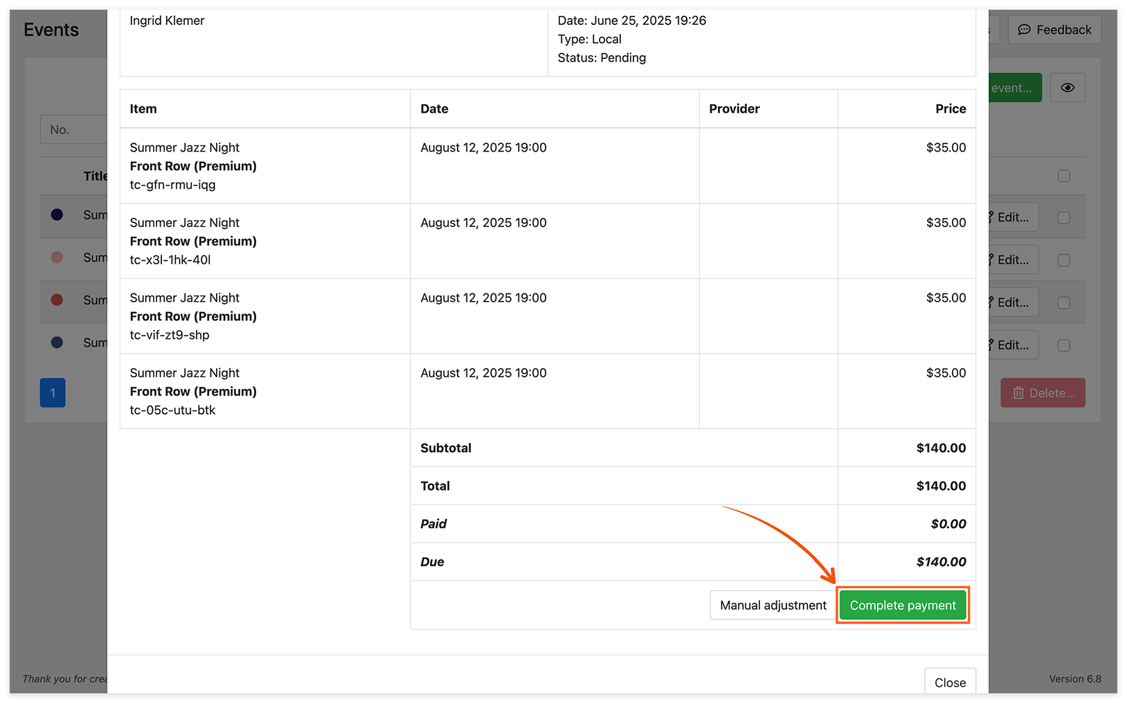 Payment details in Bookly