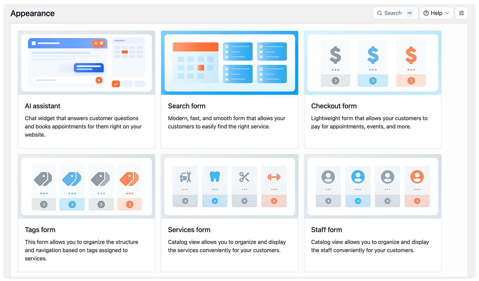 Appearance section in Bookly
