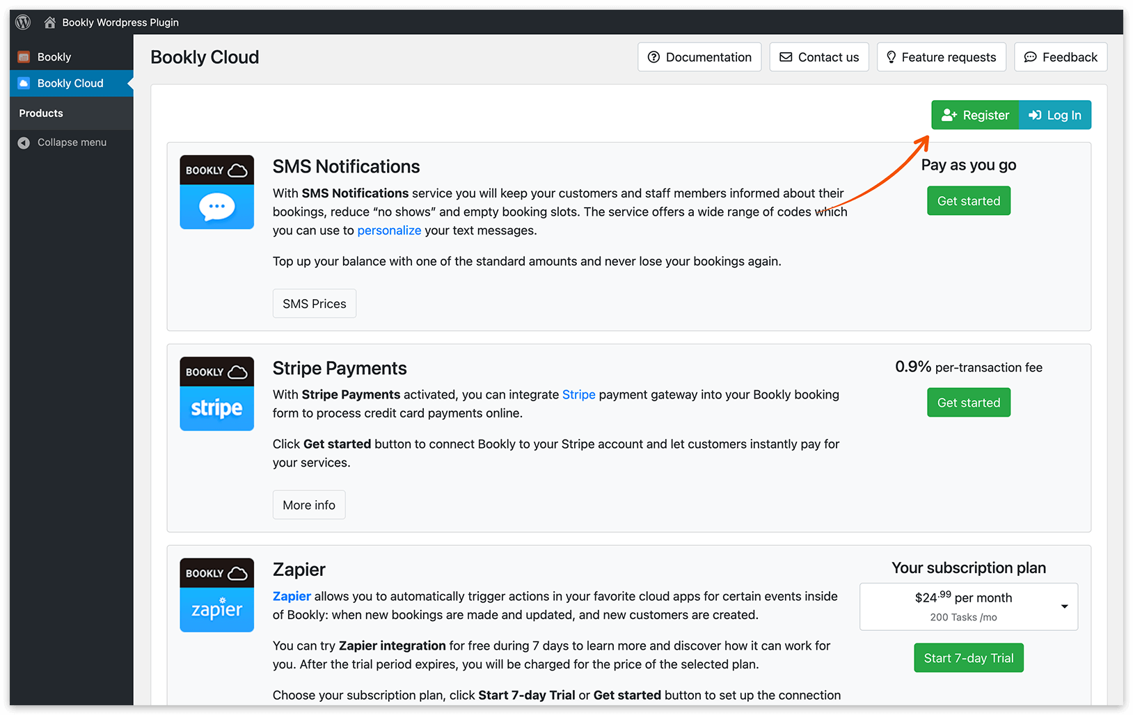 Bookly Cloud section