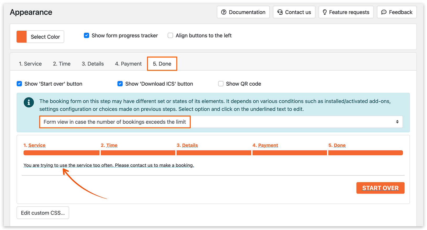 Section Apparence de Bookly PRO