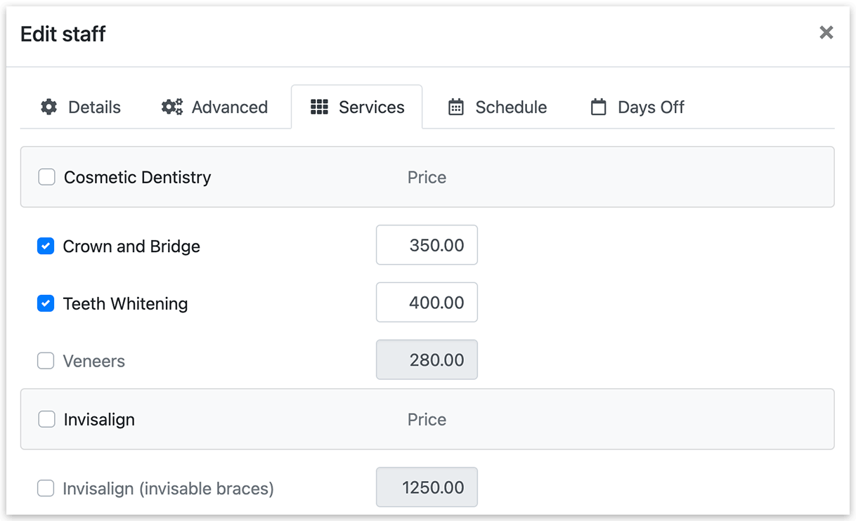 Carte de membre du personnel dans Bookly – Services