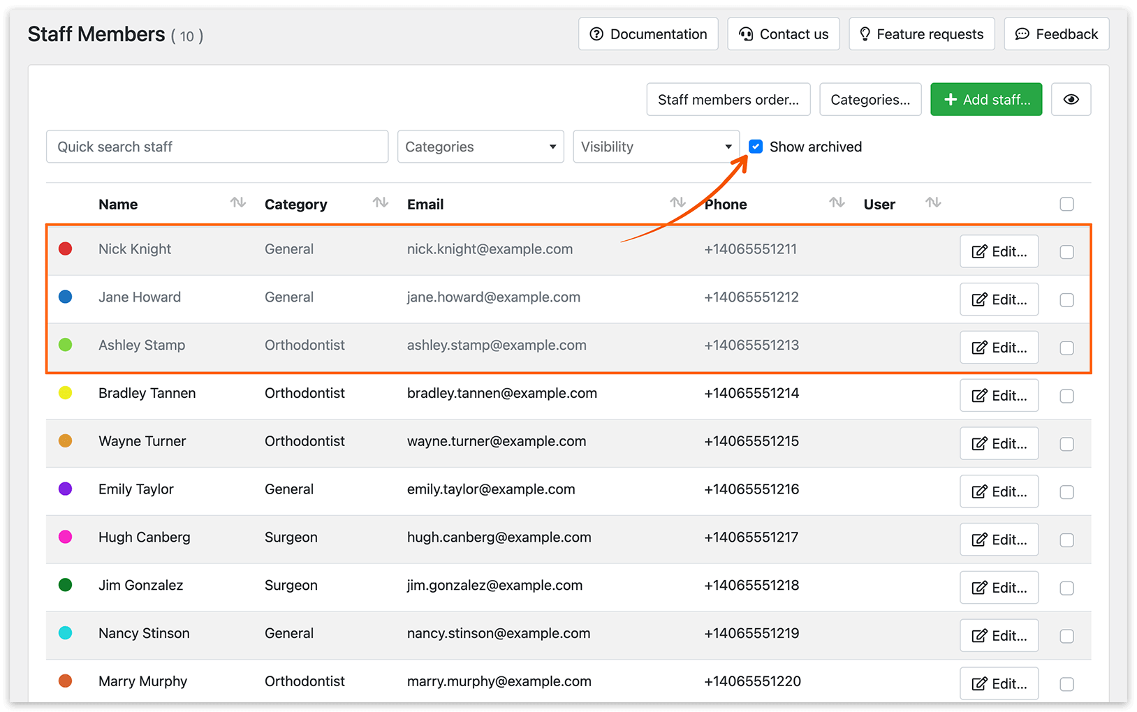 Membres du personnel archivés dans Bookly