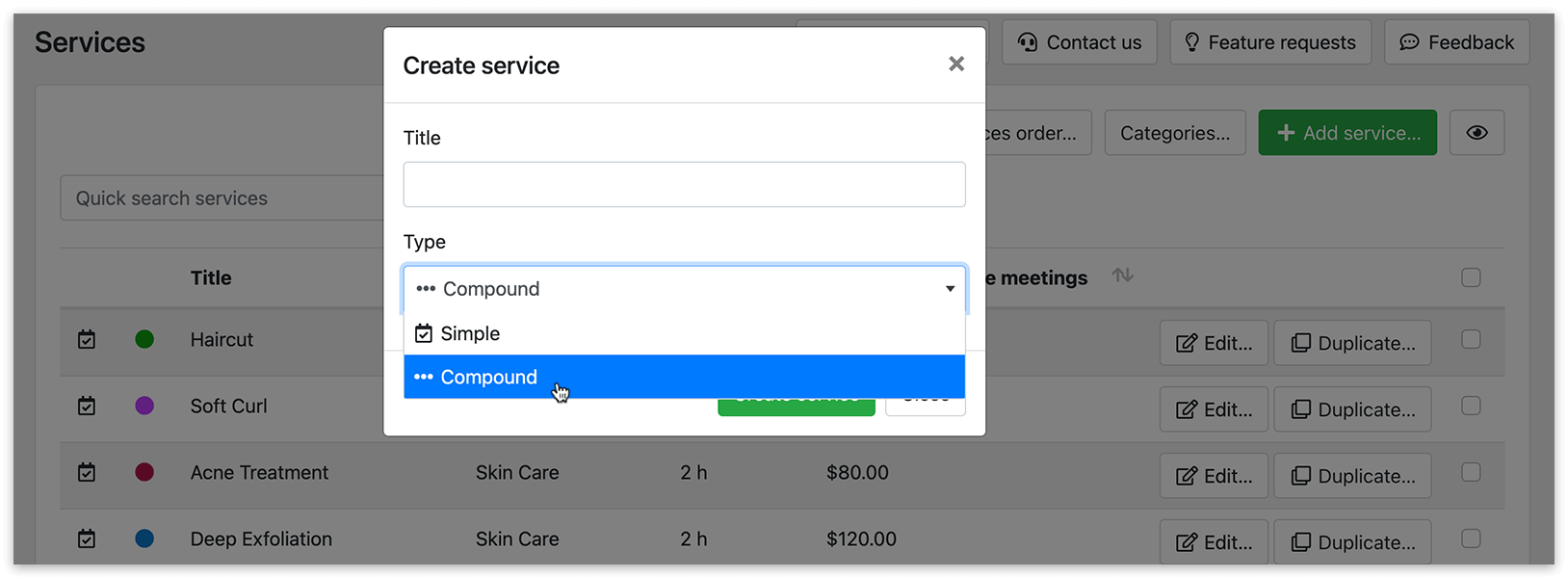 Services section in Bookly PRO
