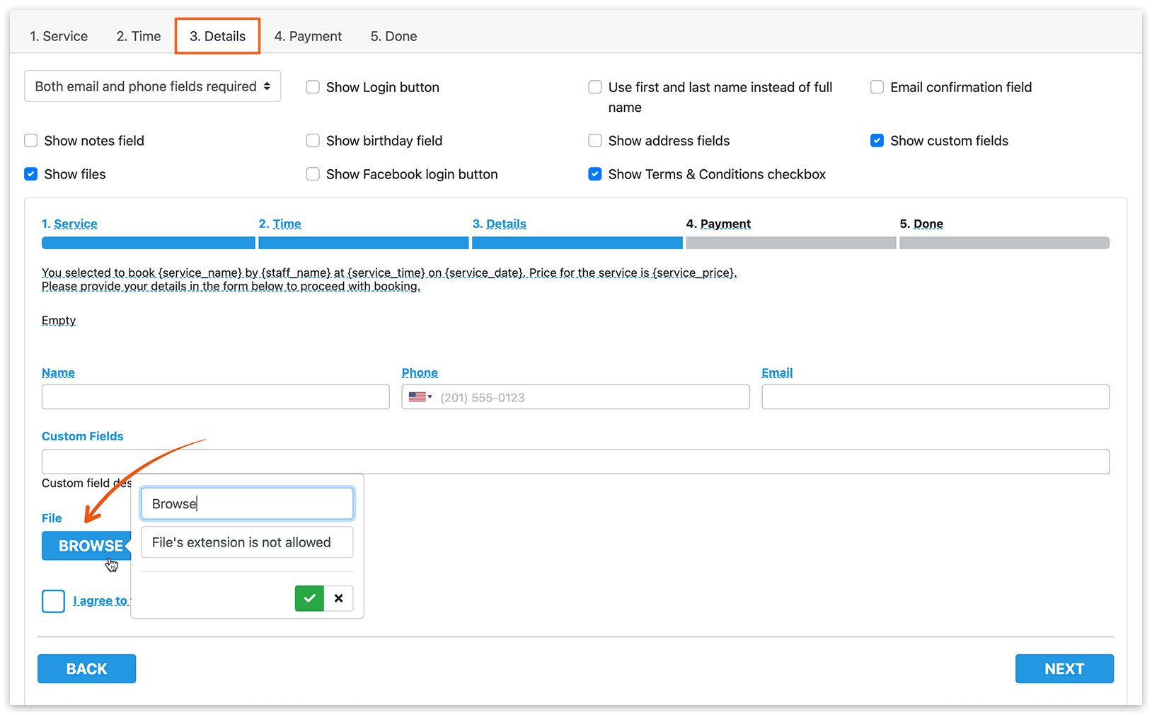 Appearance section in Bookly