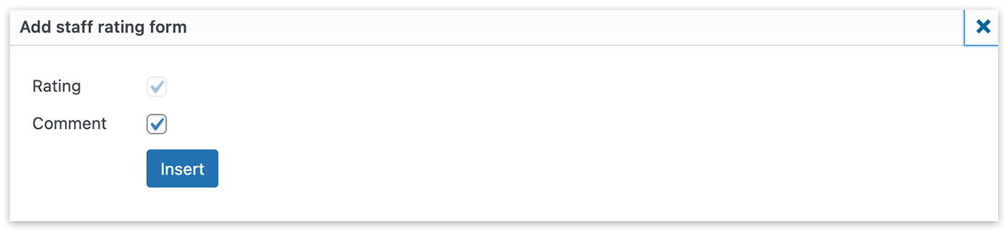 Add staff rating form window