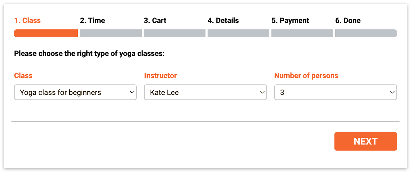 Bookly booking form – group booking
