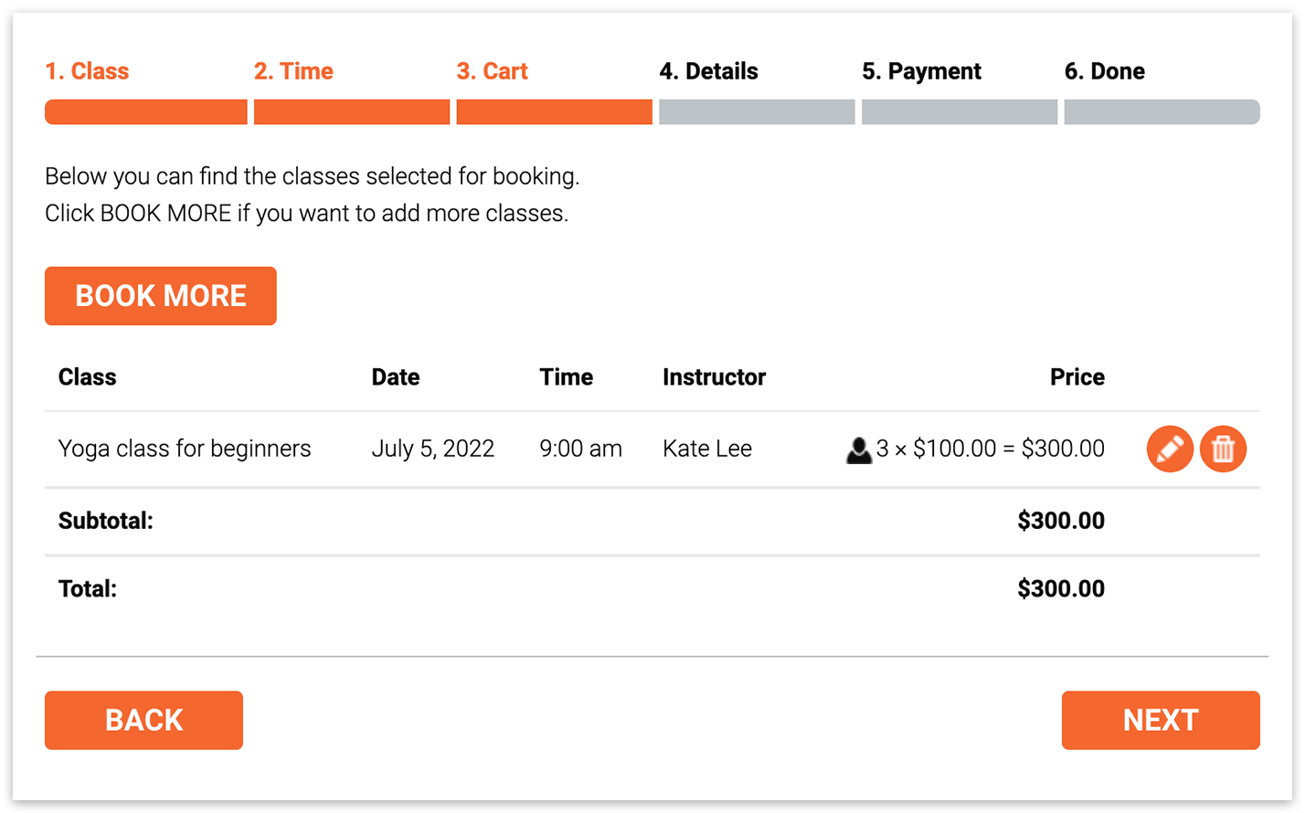 Bookly booking form – group booking