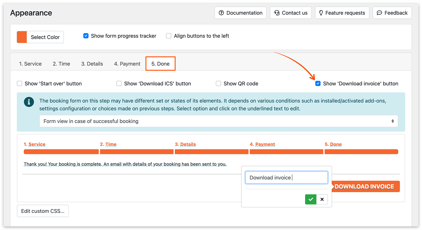 Section Apparence dans Bookly