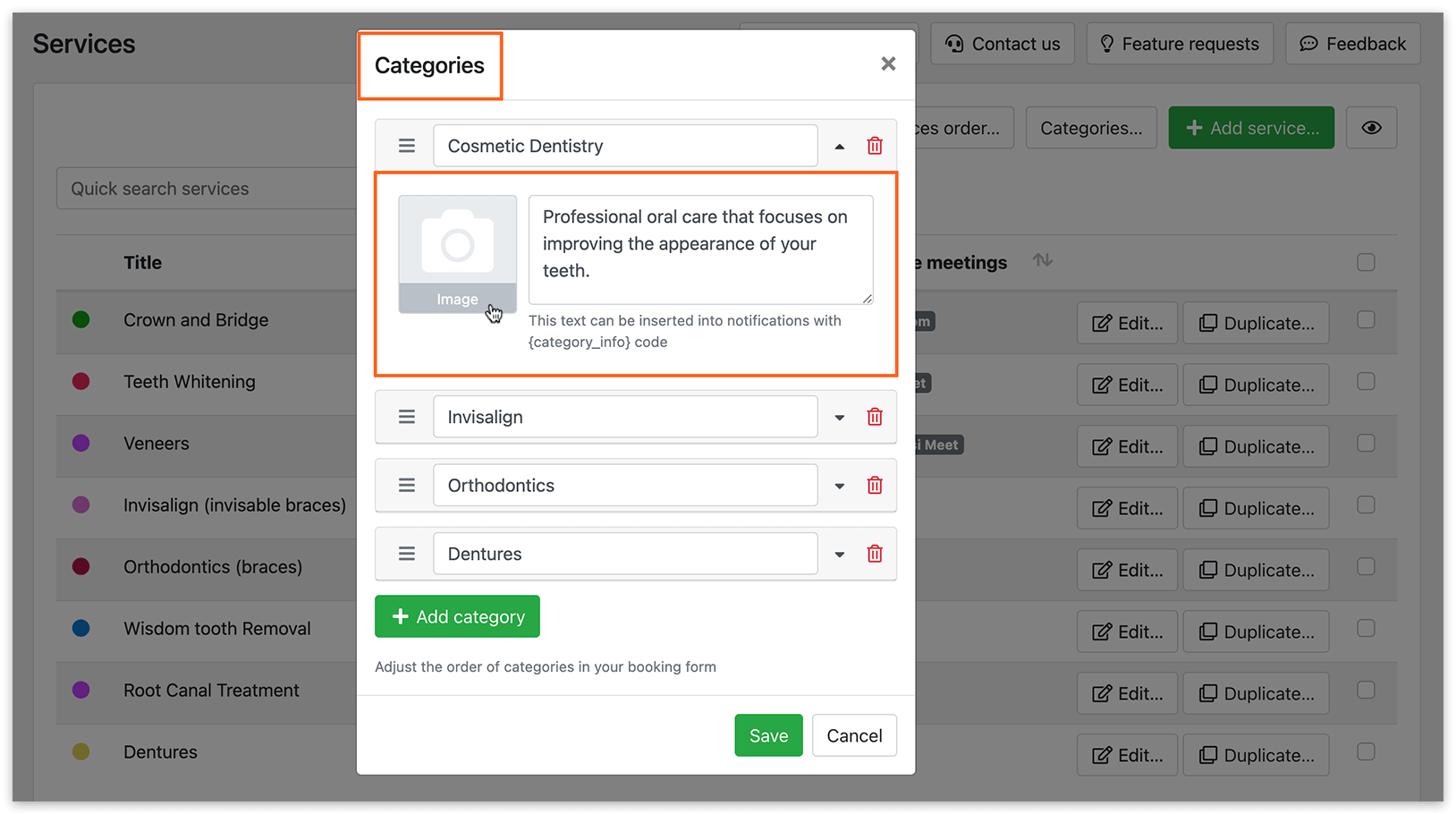 Catégories de services à Bookly