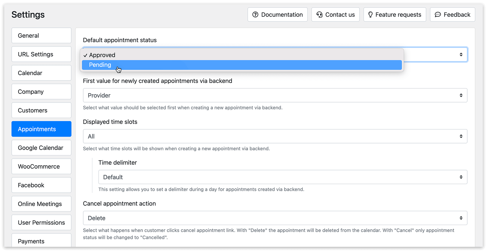 Genetal settings in Bookly Pro