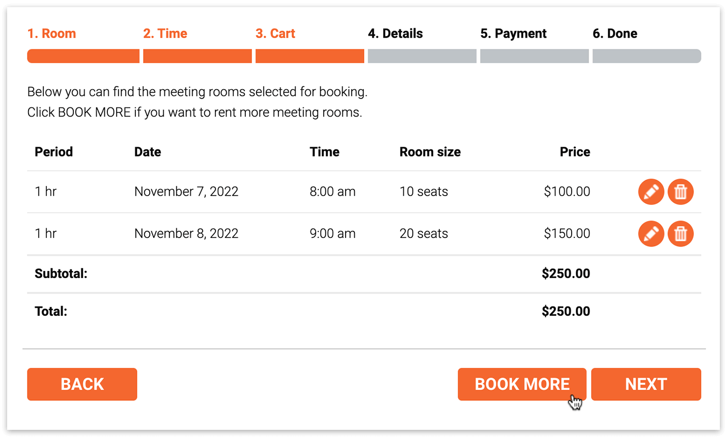 Bookly booking form – Cart step