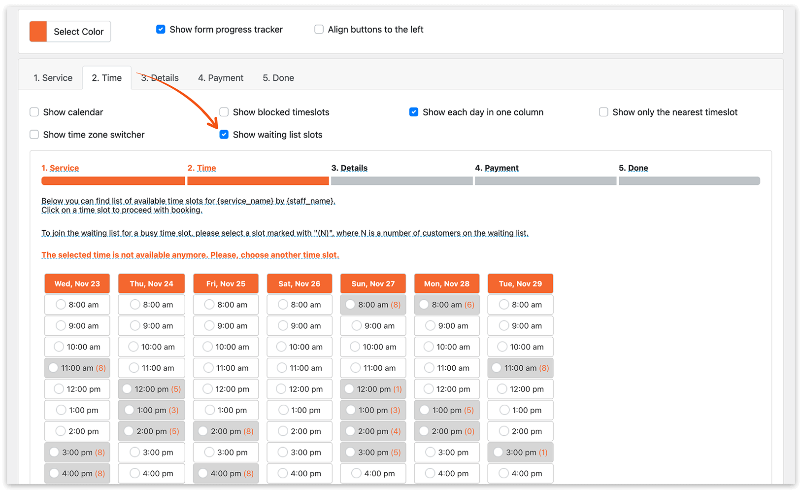 Appearance section in Bookly