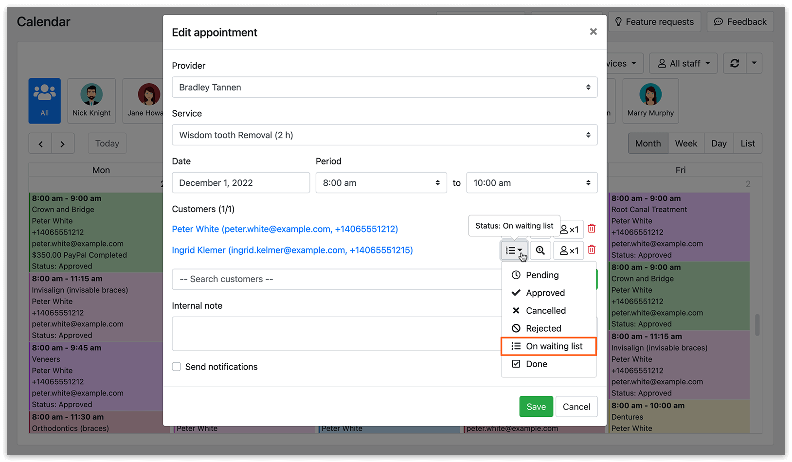 Appointment details in Bookly