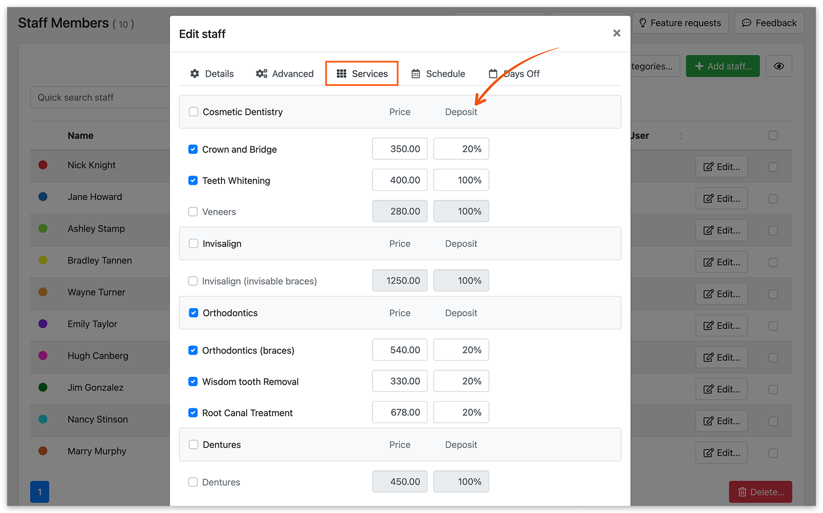 Staff Members section in Bookly PRO
