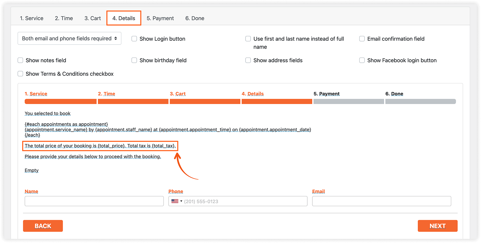 Appearance section in Bookly