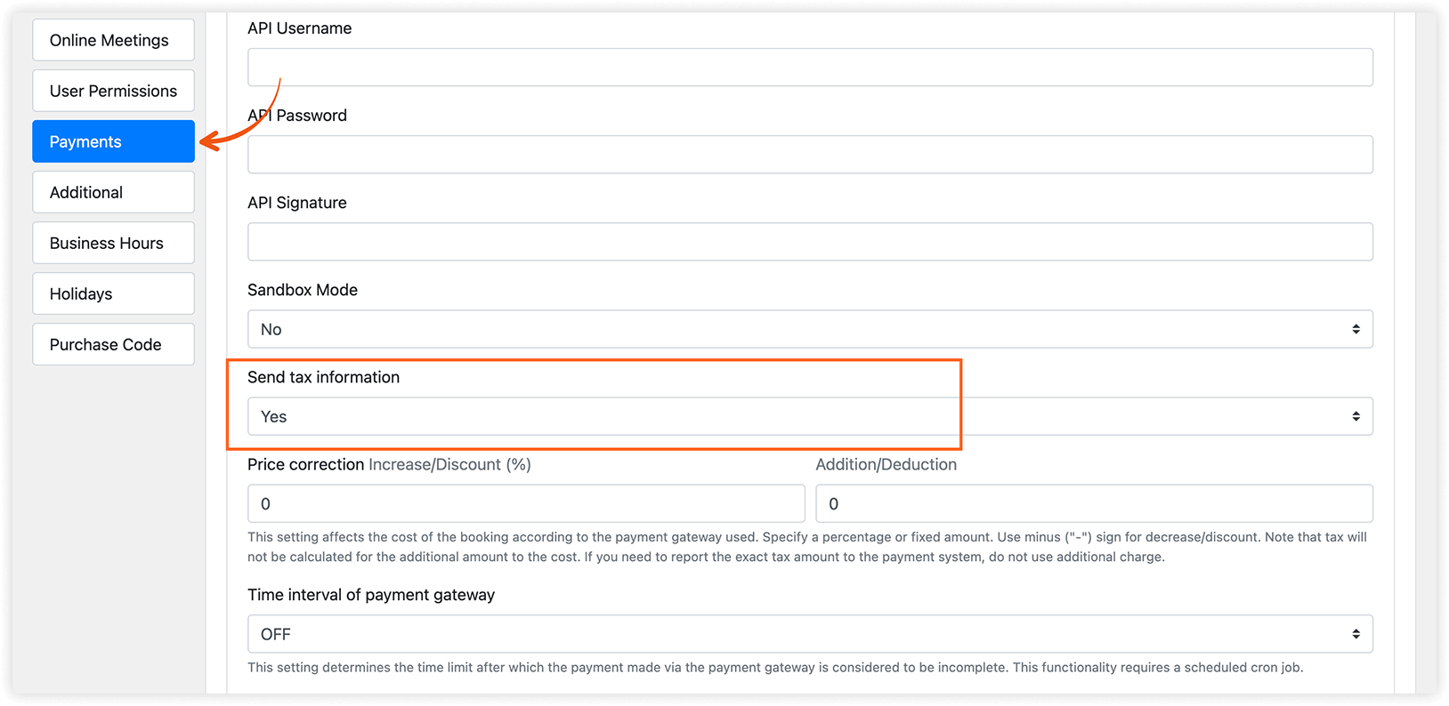 Payment settings in Bookly